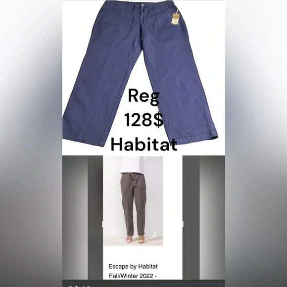 HABITAT  navy cotton pants.NWT 128$ drawstring,zipper,pockets,utility,coastal - Picture 1 of 16